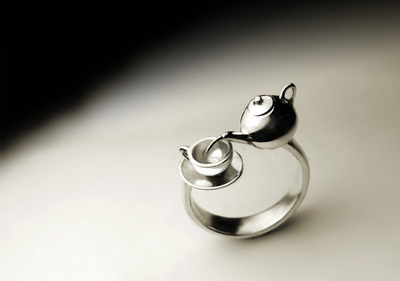 倒咖啡戒指 - 戒指 - 其他金属 银色