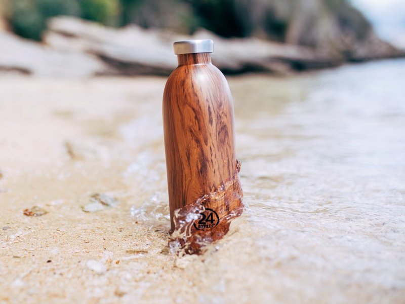 意大利24Bottles【CLIMA冷热保温系列】红杉木纹 - 不锈钢瓶850ml - 保温瓶/保温杯 - 其他金属 咖啡色