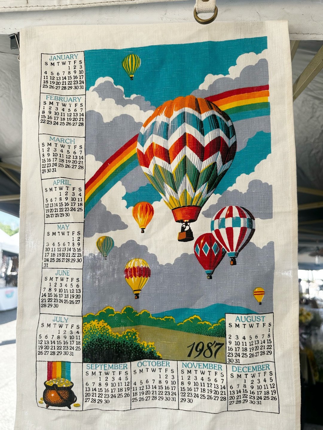 1987 美国早期布面月历 热气球 - 墙贴/壁贴 - 棉．麻 多色