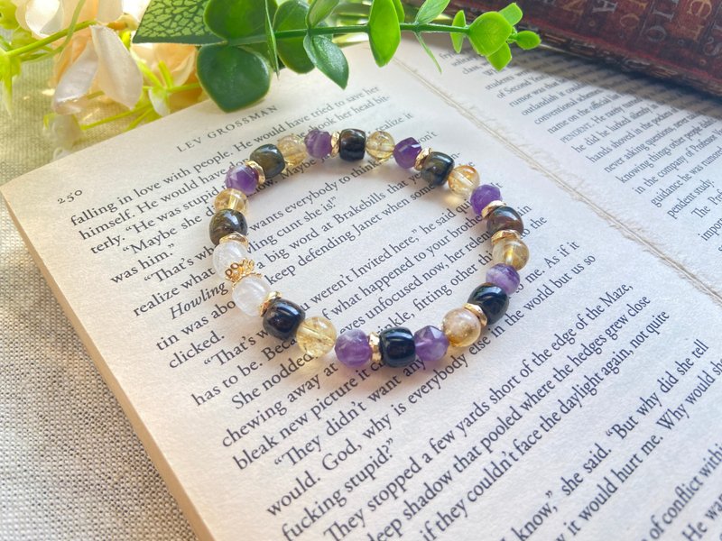 招财。贵人。全面净化。黄虎眼/梦幻紫水晶/白幽灵/黄塔晶 - 手链/手环 - 水晶 多色