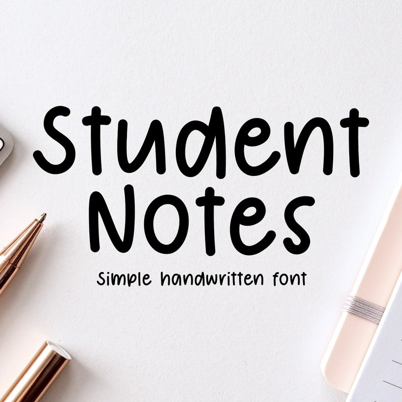 Student Notes handwritten font digital download OTF TTF - 字体设计 - 其他材质 