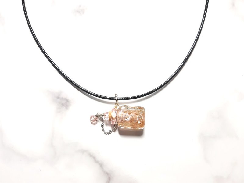 粉色 四方 微夜光 精油瓶 香氛瓶 闻香瓶 精油项链 - 项链 - 玻璃 粉红色