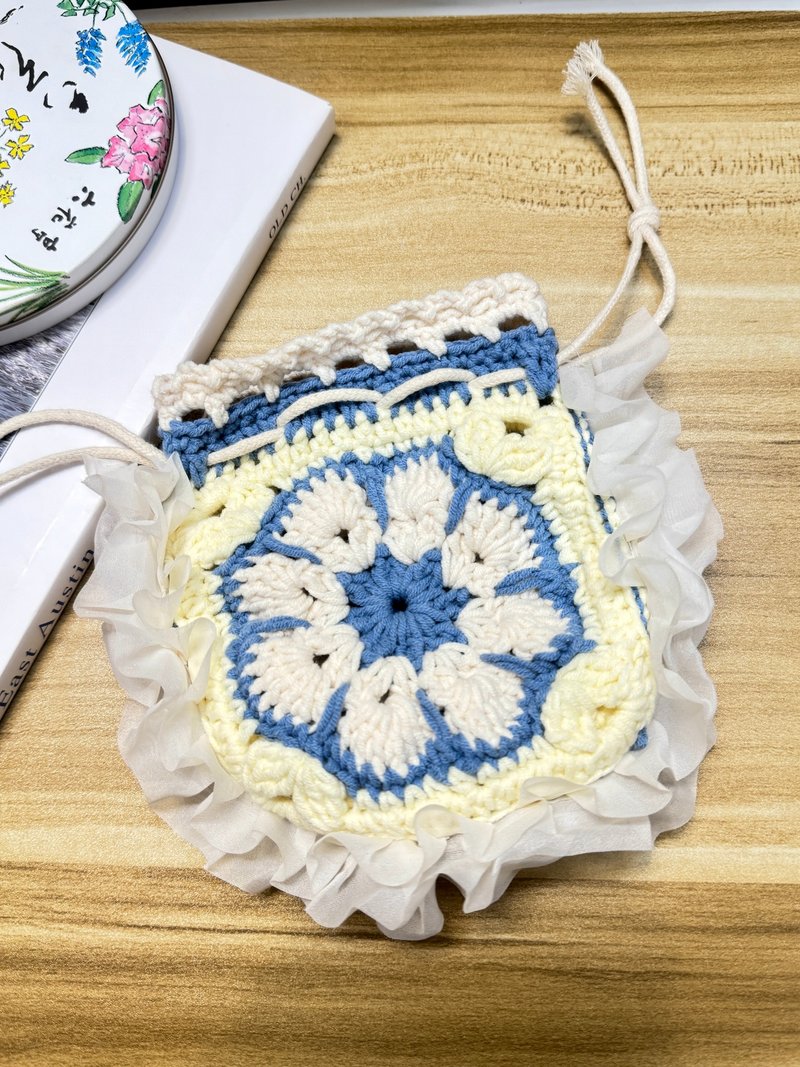 MUMU 非洲花卉 x 杏仁蓬蓬蕾丝 束口袋 HAND MADE - 束口袋双肩包 - 棉．麻 多色