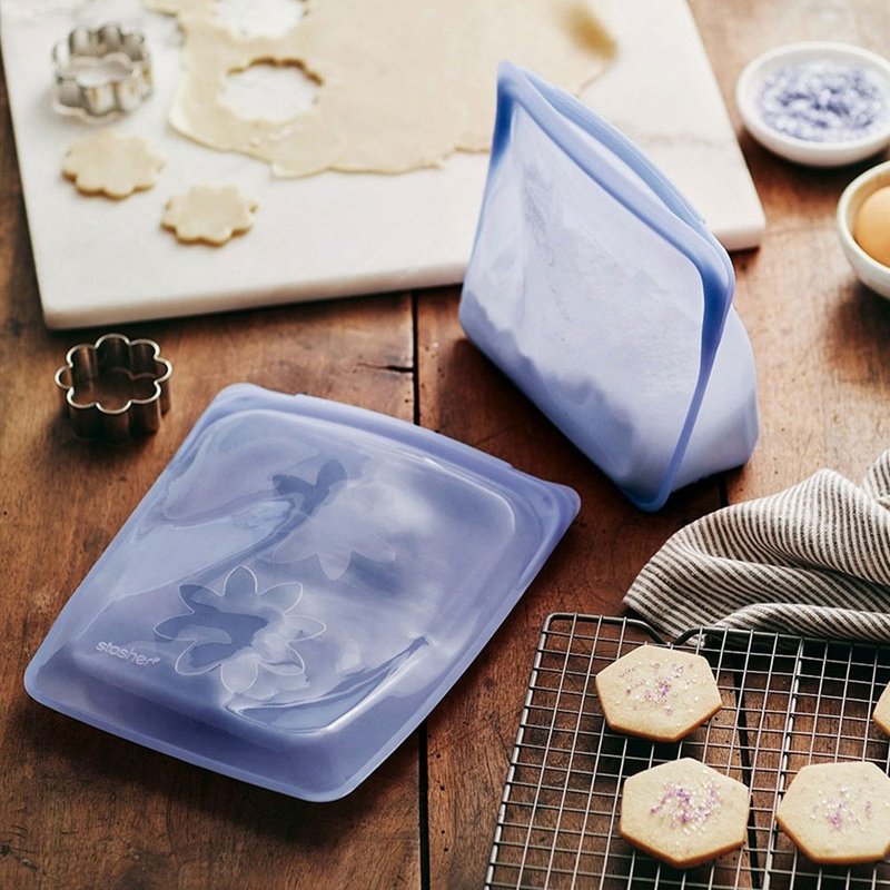 停产- 美国 Stasher 大长形硅胶密封袋-紫外光 - 便当盒/饭盒 - 硅胶 紫色