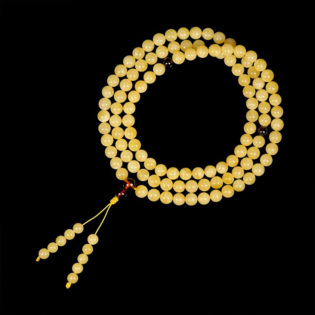 【正佳珠宝】蜜蜡琥珀 顶级白金满蜜 8.8-9.3mm 蜜蜡转运珠 - 手链/手环 - 半宝石 多色