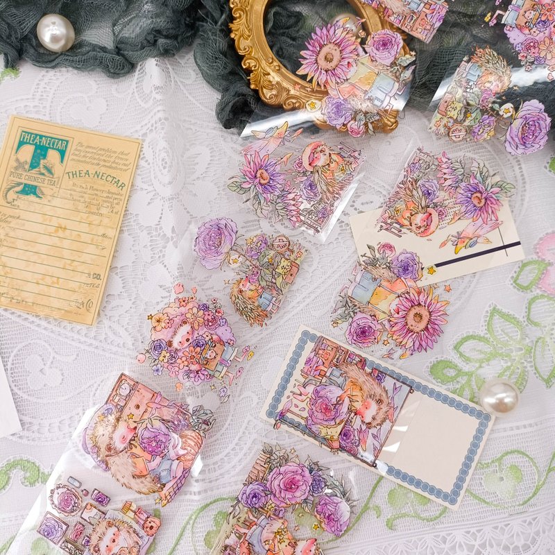 MS034_可愛刺蝟/ 裝飾膠帶 - 纸胶带 - 塑料 多色