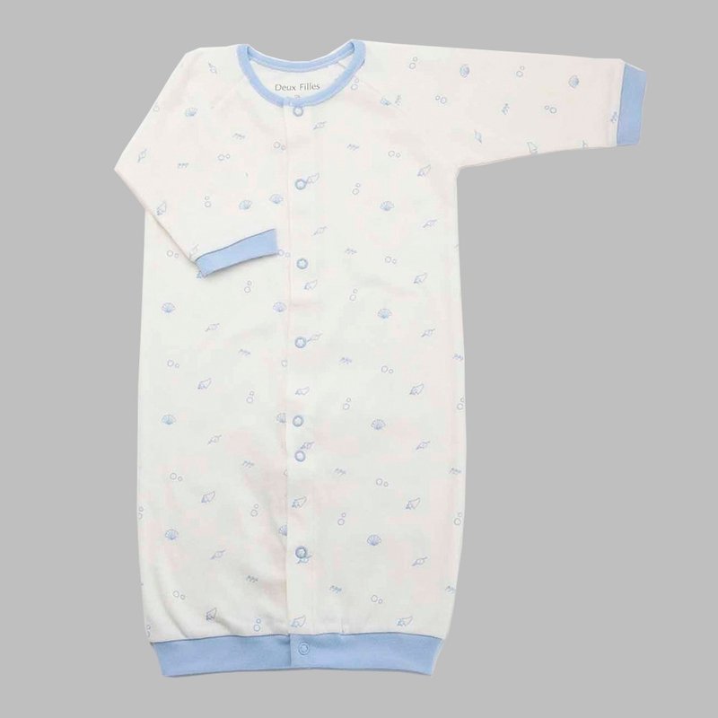 【Deux Filles有机棉】婴儿两用连身衣/防踢袍-0~12月 - 包屁衣/连体衣 - 棉 蓝色