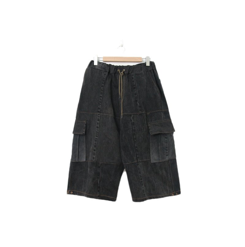 Back to Green-再制拼接裤 牛仔仿旧七分裤//p-07 vintage pants - 男士短裤 - 棉．麻 