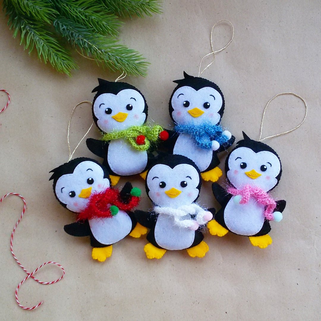 Hanging Penguin, christmas Penguin, Penguin Figurine, christmas tree ornaments - 玩偶/公仔 - 环保材料 