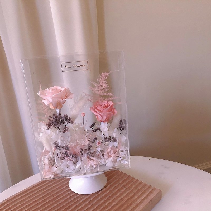 逗留 - 透明宝盒 永生花相框  情人节礼盒 定制化礼物 - 植栽 - 植物．花 粉红色