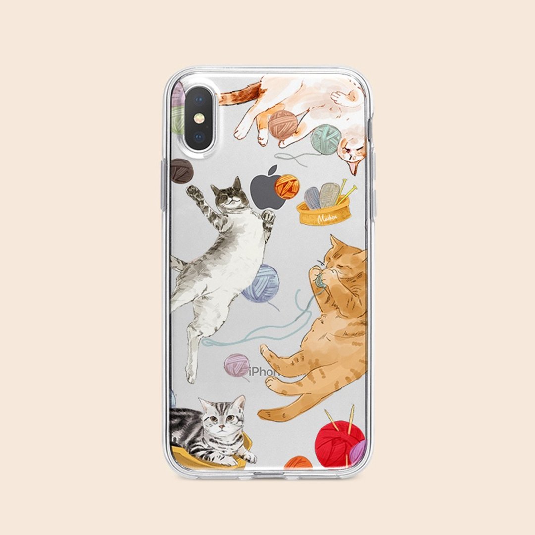 毛球猫咪款 / 浮雕空压壳-iPhone/三星,HTC.OPPO.ASUS手机壳 - 手机壳/手机套 - 塑料 粉红色