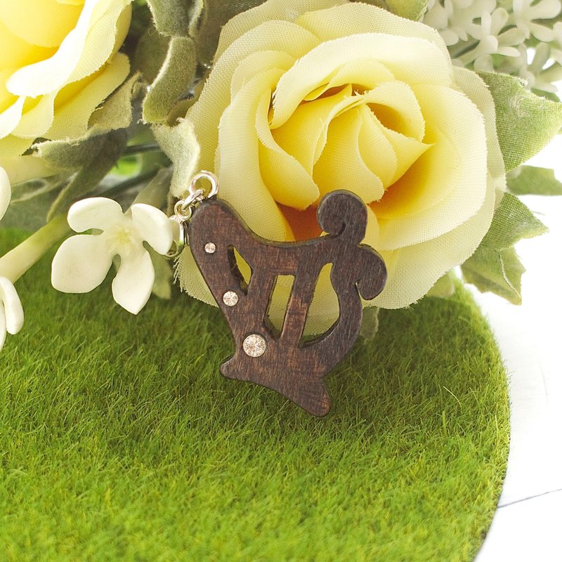 手工木制吊饰  竖琴 吊饰 礼物订制 - 吊饰 - 木头 咖啡色