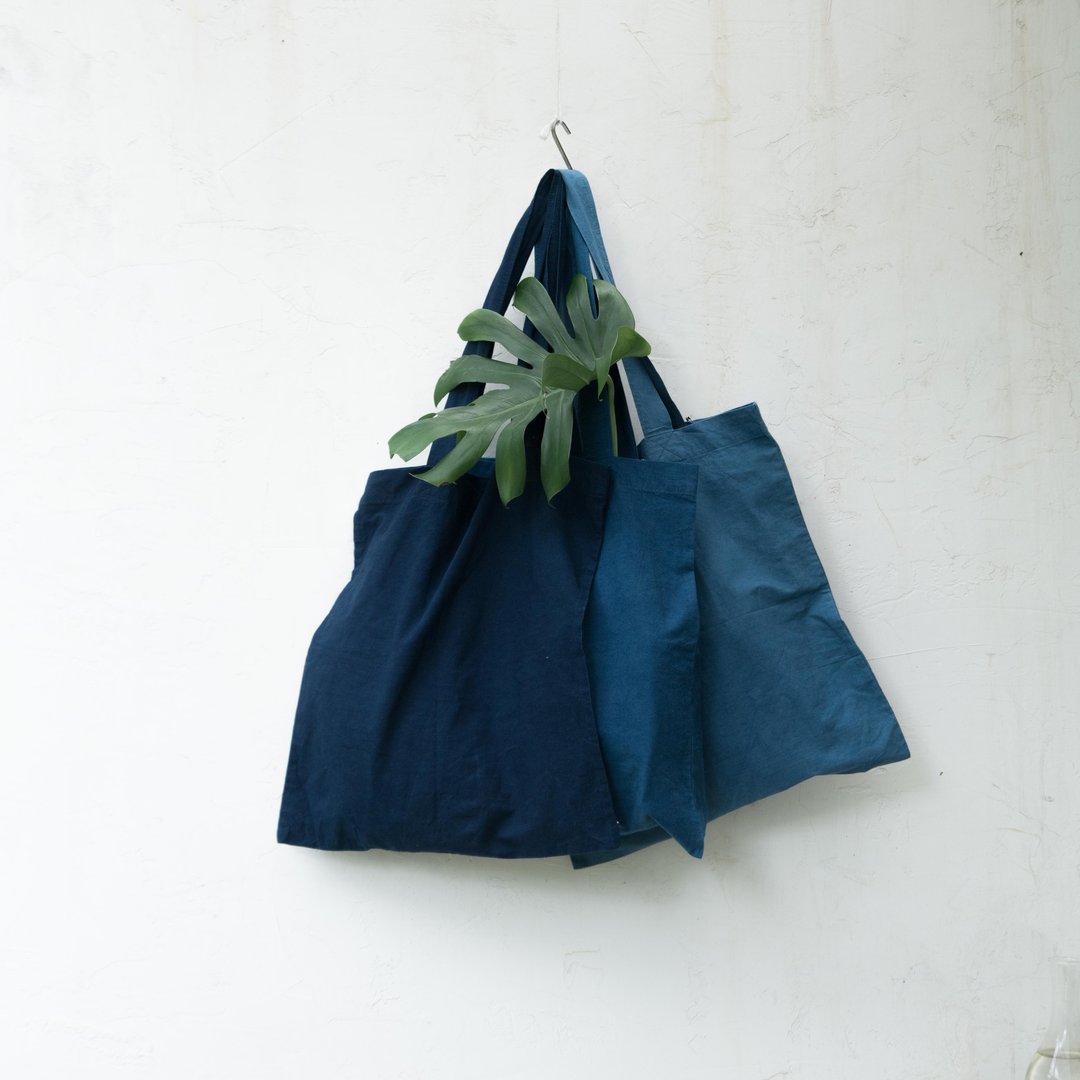 Tricolor | natural indigo | plain Tote Bag - 其他 - 棉 蓝色