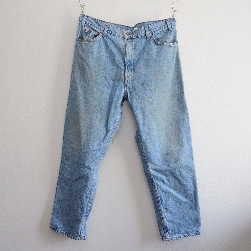 550 Levi's 古着 牛仔裤 W40 钮扣后689 90年代 哥伦比亚制 - 男士长裤 - 棉 蓝色