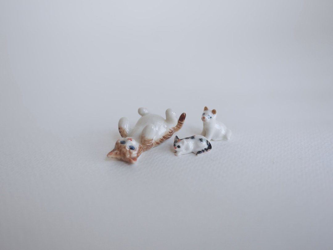 微型用品、微型迷你猫、猫微型模型、花园 DIY 配件 - 陶艺 - 瓷 灰色