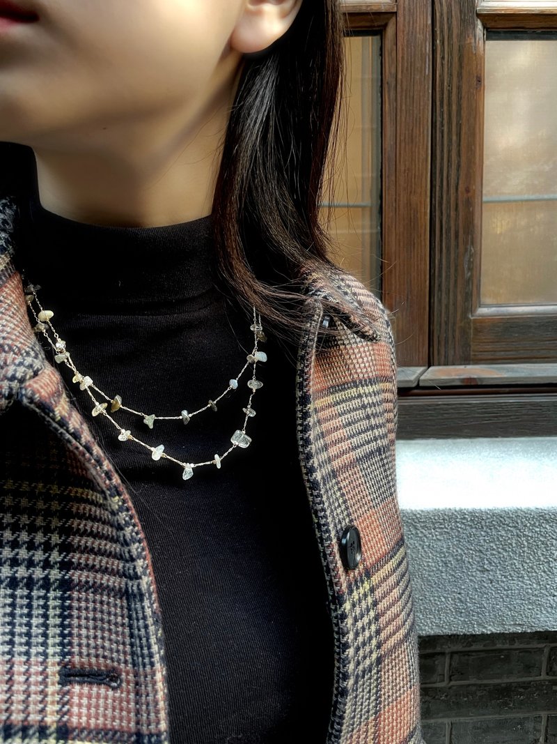 【流光】晶石项链 | 黄水晶 / 拉长石 | 可订制长度 - 项链 - 水晶 金色