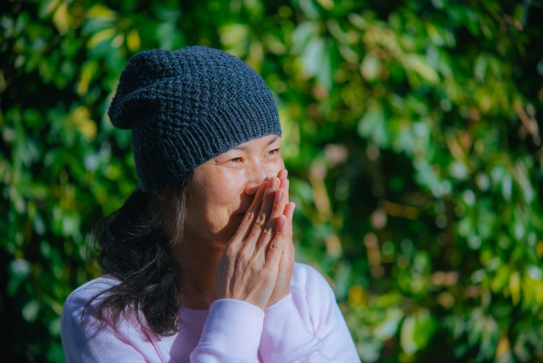 seed stitch, knitted hat, unisex, one size, - 帽子 - 羊毛 灰色