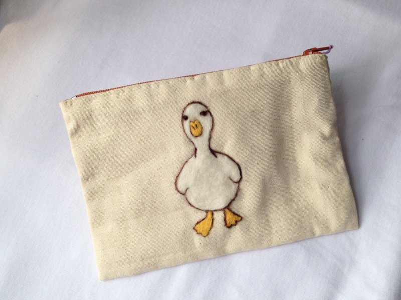 棉麻羊毛毡鸭子小袋 - 其他 - 羊毛 卡其色