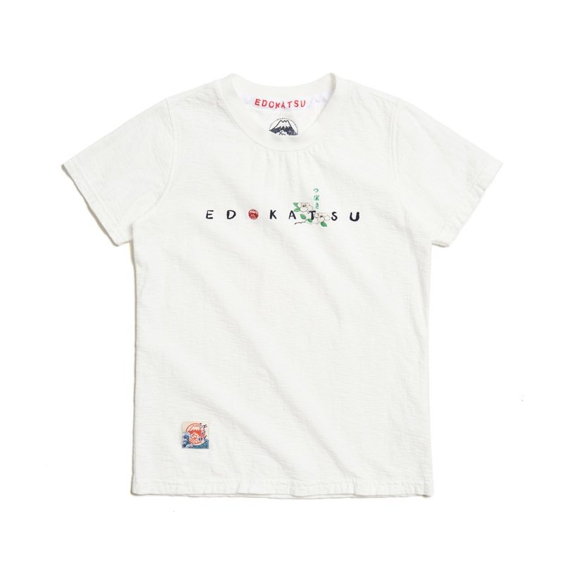 江户胜 日系 女装 经典山茶花秀气短袖T恤(米白色) #上衣 - 女装 T 恤 - 棉．麻 白色