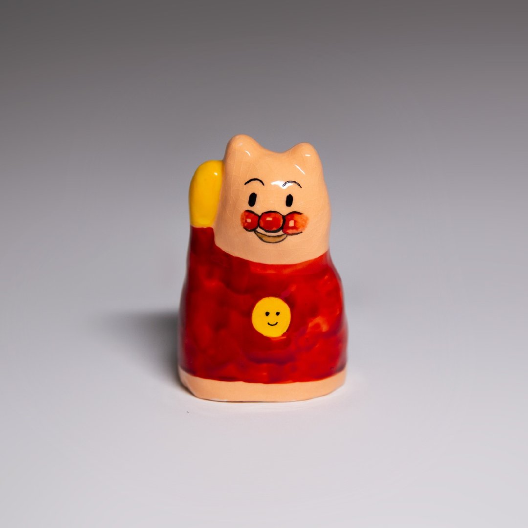街头开运招财猫-面包超人喵(冰裂纹款) - 摆饰 - 陶 白色