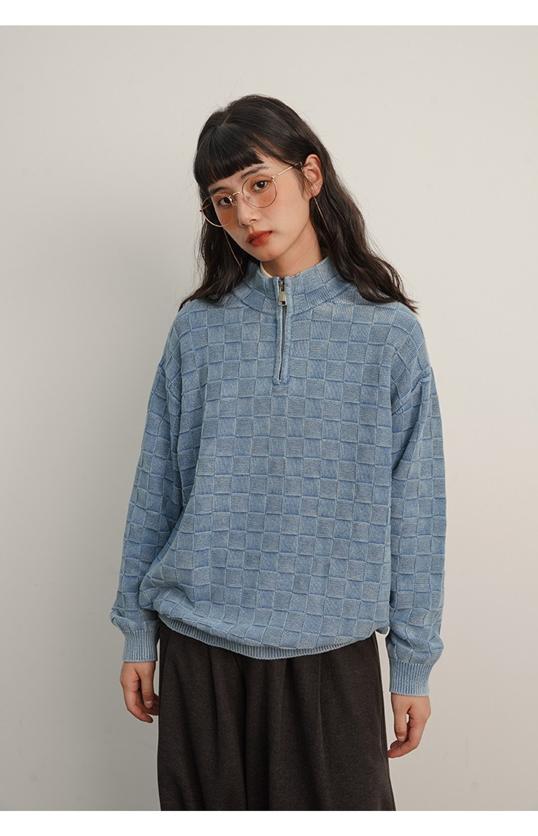 odd maker做旧针织毛衣女款冬季复古慵懒风纯色套头显瘦上衣 - 女装上衣 - 棉．麻 