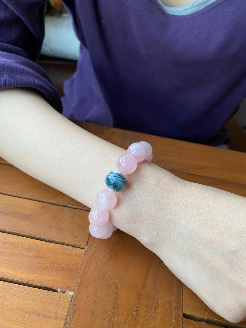 天然粉水晶古法琉璃珠手链 - 手链/手环 - 水晶 粉红色