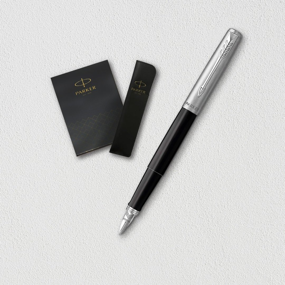 【PARKER】Jotter ABS 黑杆钢笔 真皮笔套礼盒 定制化刻字 - 钢笔 - 其他材质 黑色