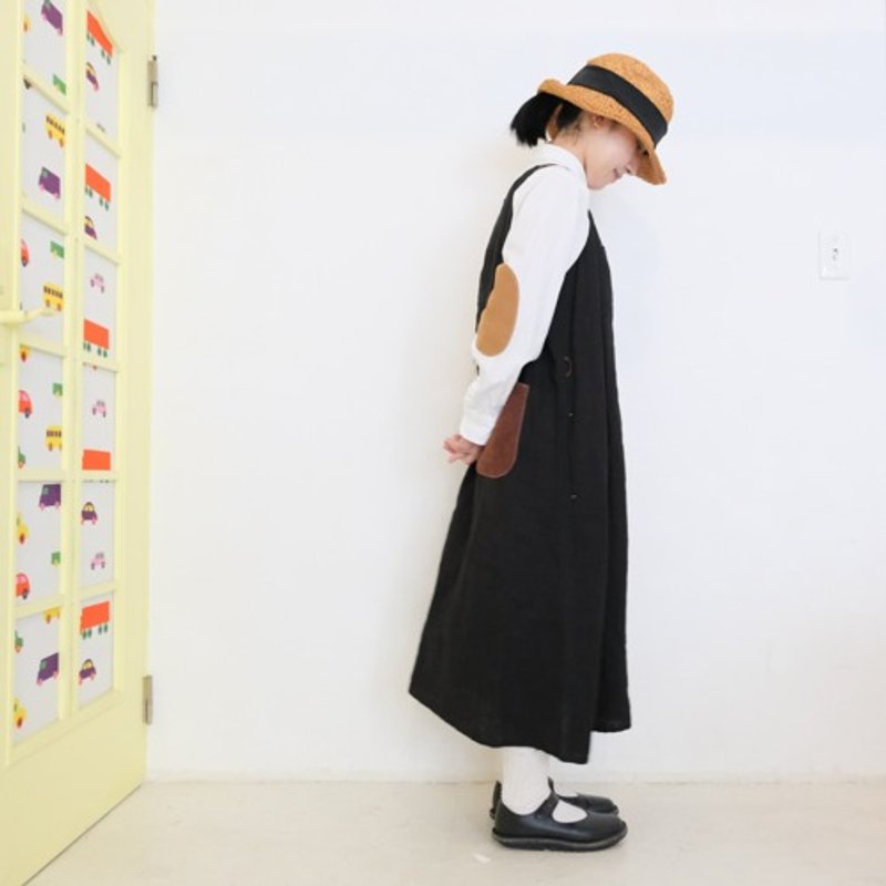 亚麻洋装 黑色 - 洋装/连衣裙 - 棉．麻 黑色