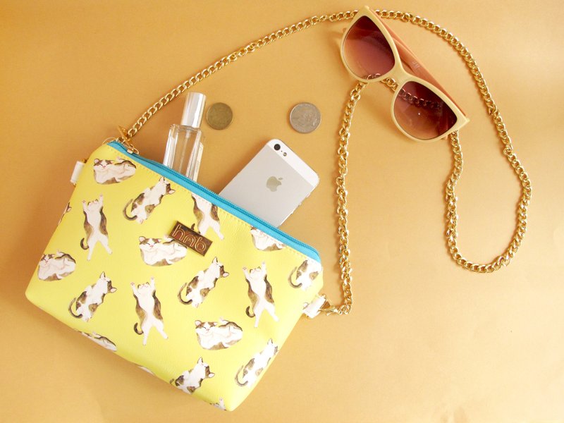 猫猫 小猫 斜背包 肩背包 链条包 斜背包 - 侧背包/斜挎包 - 聚酯纤维 黄色