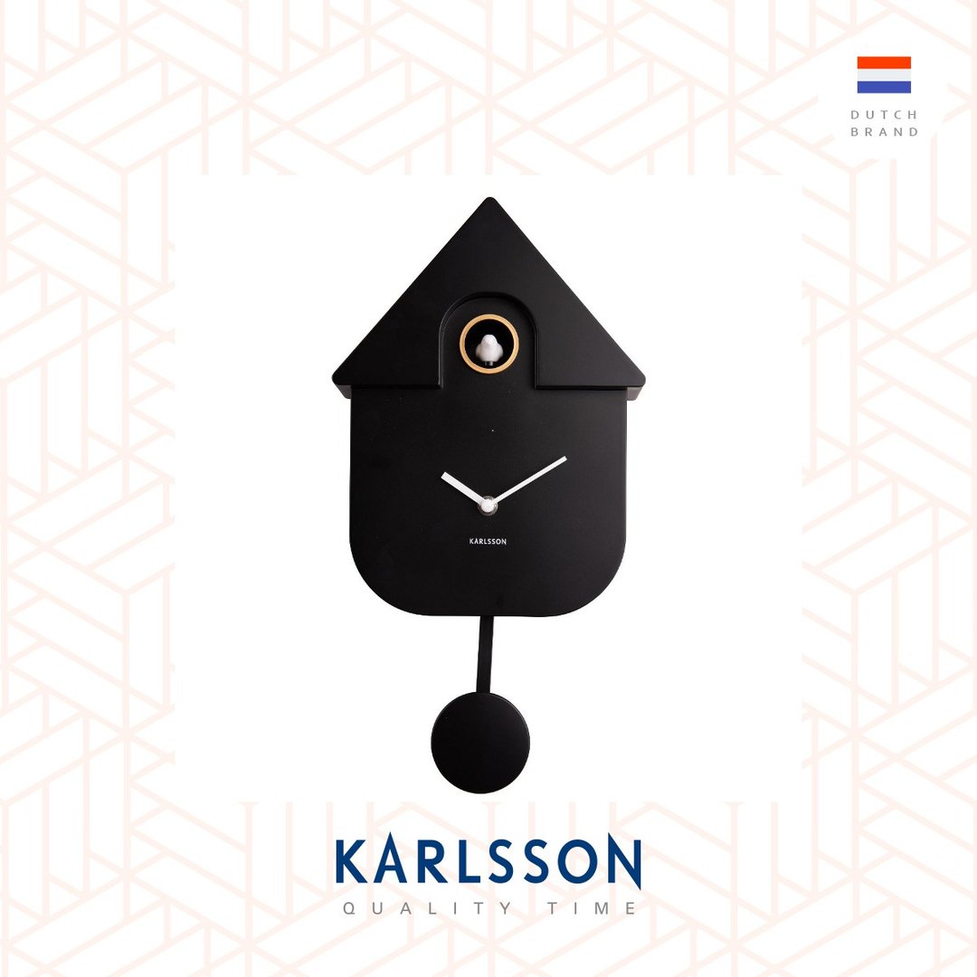 荷兰Karlsson, Modern Cuckoo 黑色摇摆布谷鸟挂钟 (整点报时) - 时钟/闹钟 - 塑料 黑色
