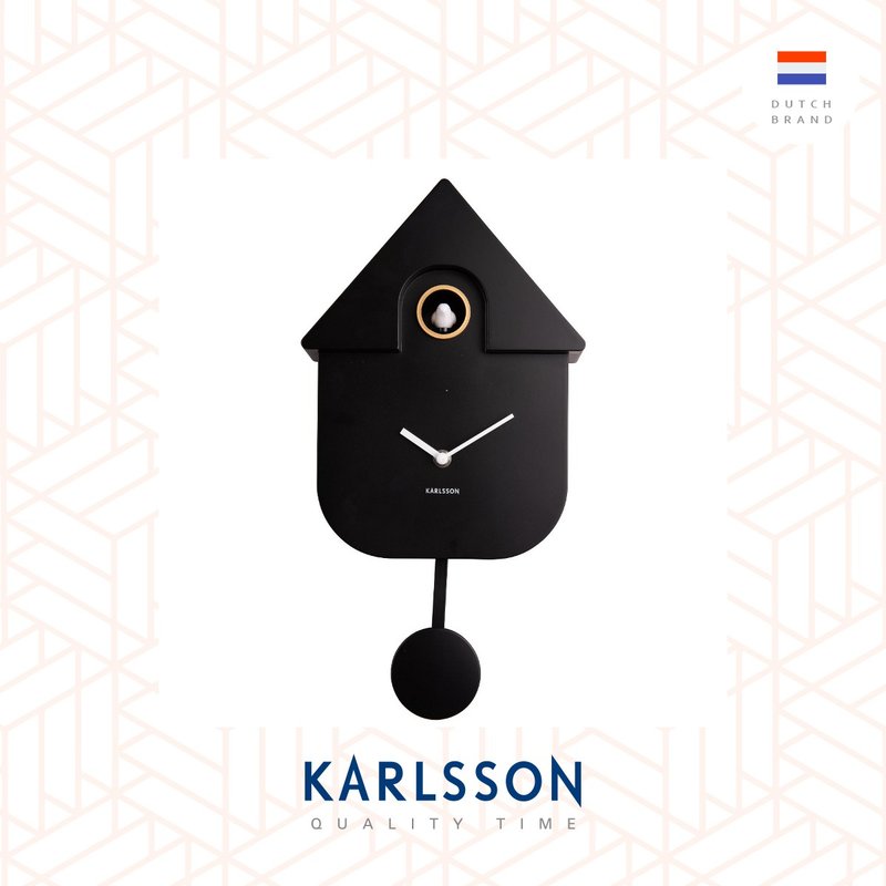 荷兰Karlsson, Modern Cuckoo 黑色摇摆布谷鸟挂钟 (整点报时) - 时钟/闹钟 - 塑料 黑色