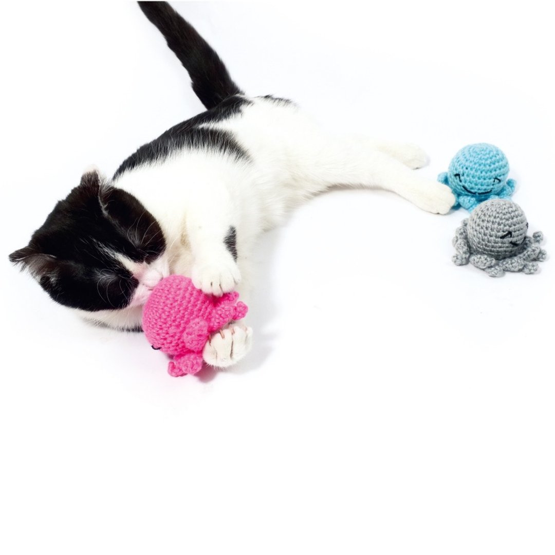 【MPETS】超柔软的材质! 100% 有机棉章鱼猫玩具 - 玩具 - 其他材质 多色