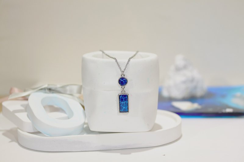 海洋金属框饰品－项链、钥匙圈 #多种造型, 定制, 海浪,流动艺术 - 项链 - 其他材质 蓝色