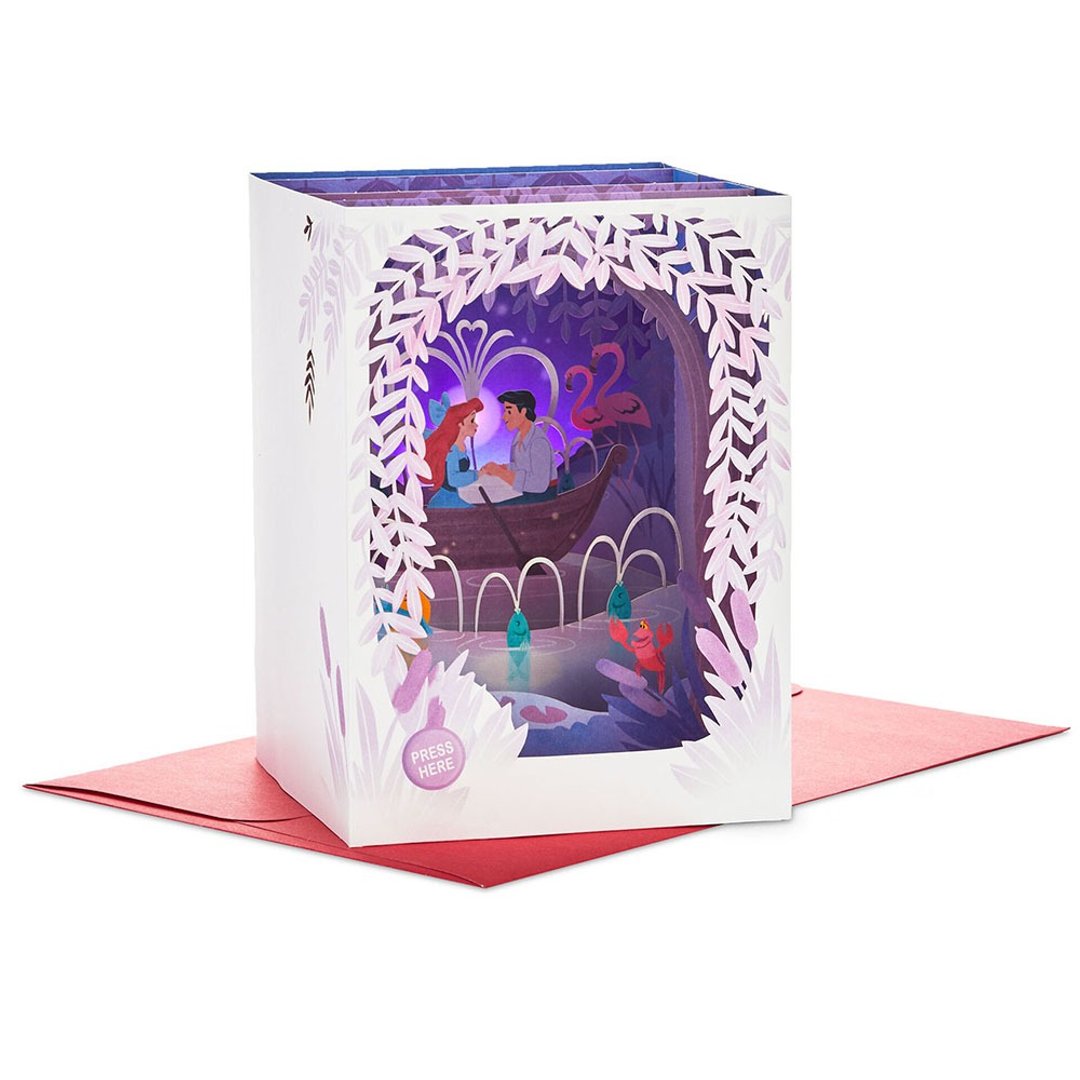 迪士尼小美人鱼【Hallmark-Paper Wonder声光立体卡 情人节】 - 卡片/明信片 - 纸 多色