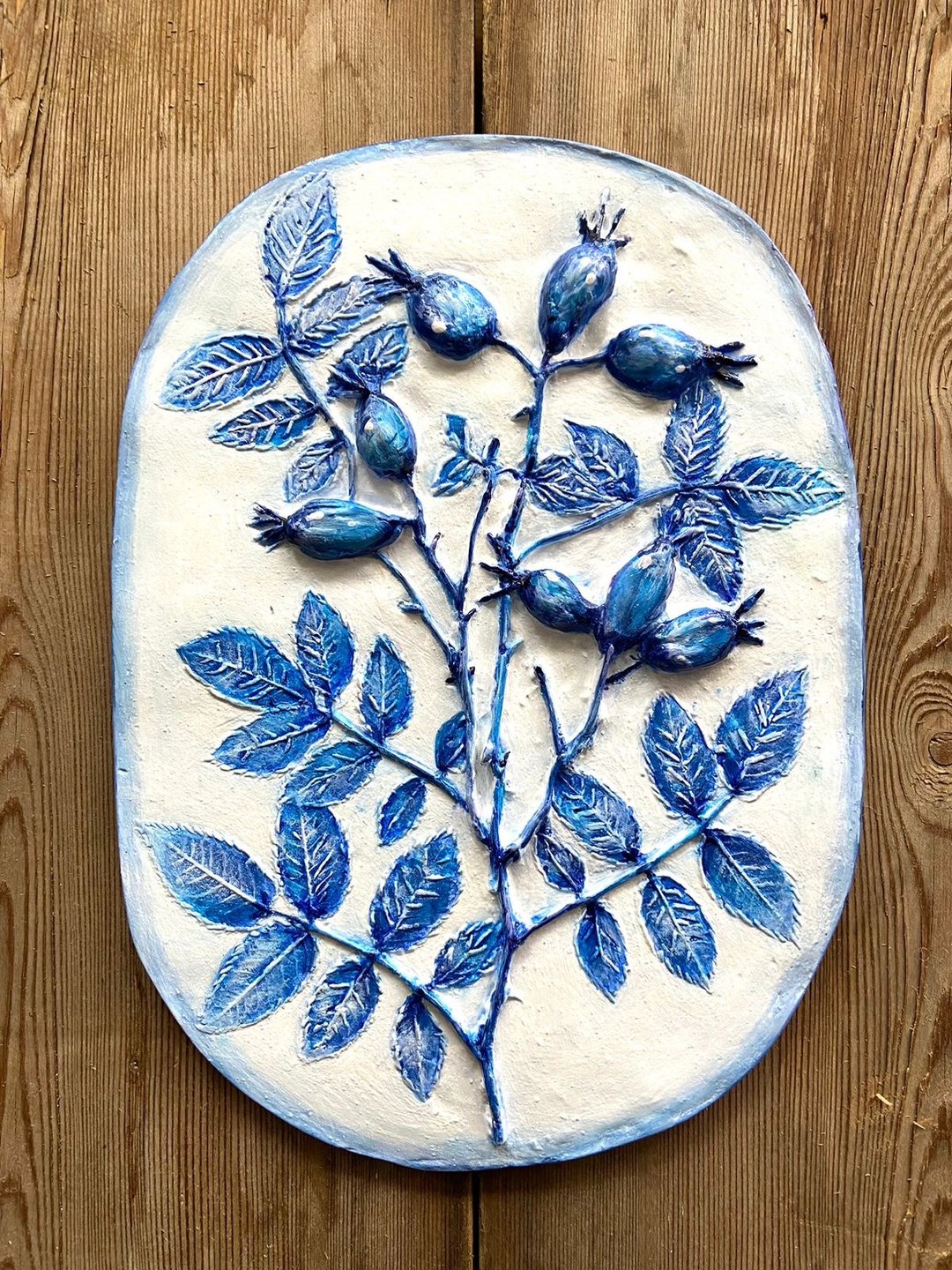 壁挂植物浅浮雕玫瑰果插花花卉墙面装饰 - 花瓶/陶器 - 其他材质 
