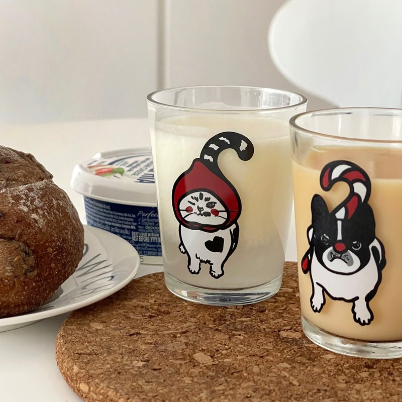 联名限量【郭公馆工作室 x Mao's 乐陶陶】法斗猫咪礼盒玻璃杯组 - 玻璃杯 - 玻璃 透明