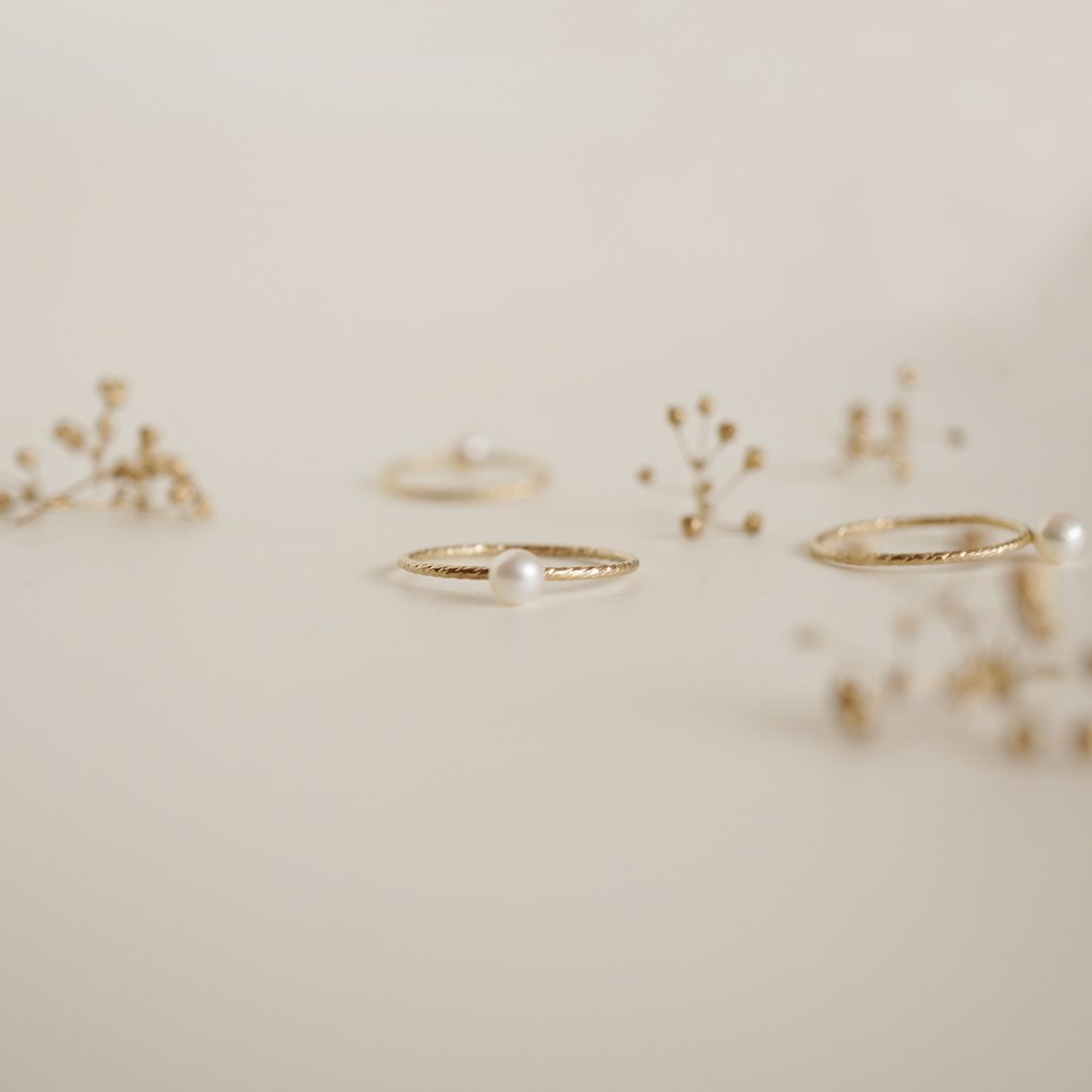 Freshwater Pearl Sparkle Ring - 戒指 - 其他金属 金色