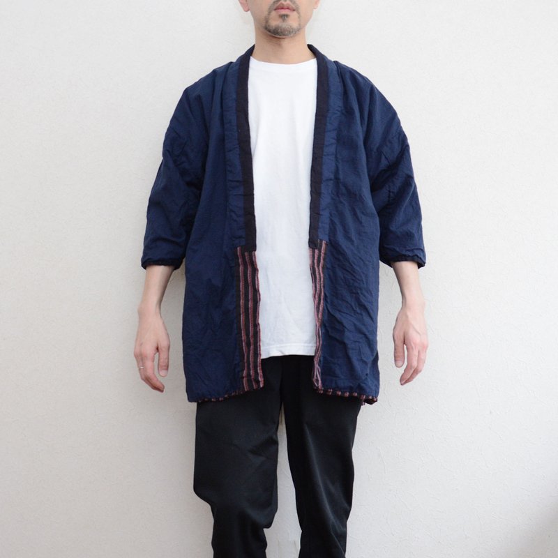 工作服、旧布、棉布、和服、再造材料、手工制作、日本复古、昭和复古、布料 - 女装休闲/机能外套 - 棉 蓝色