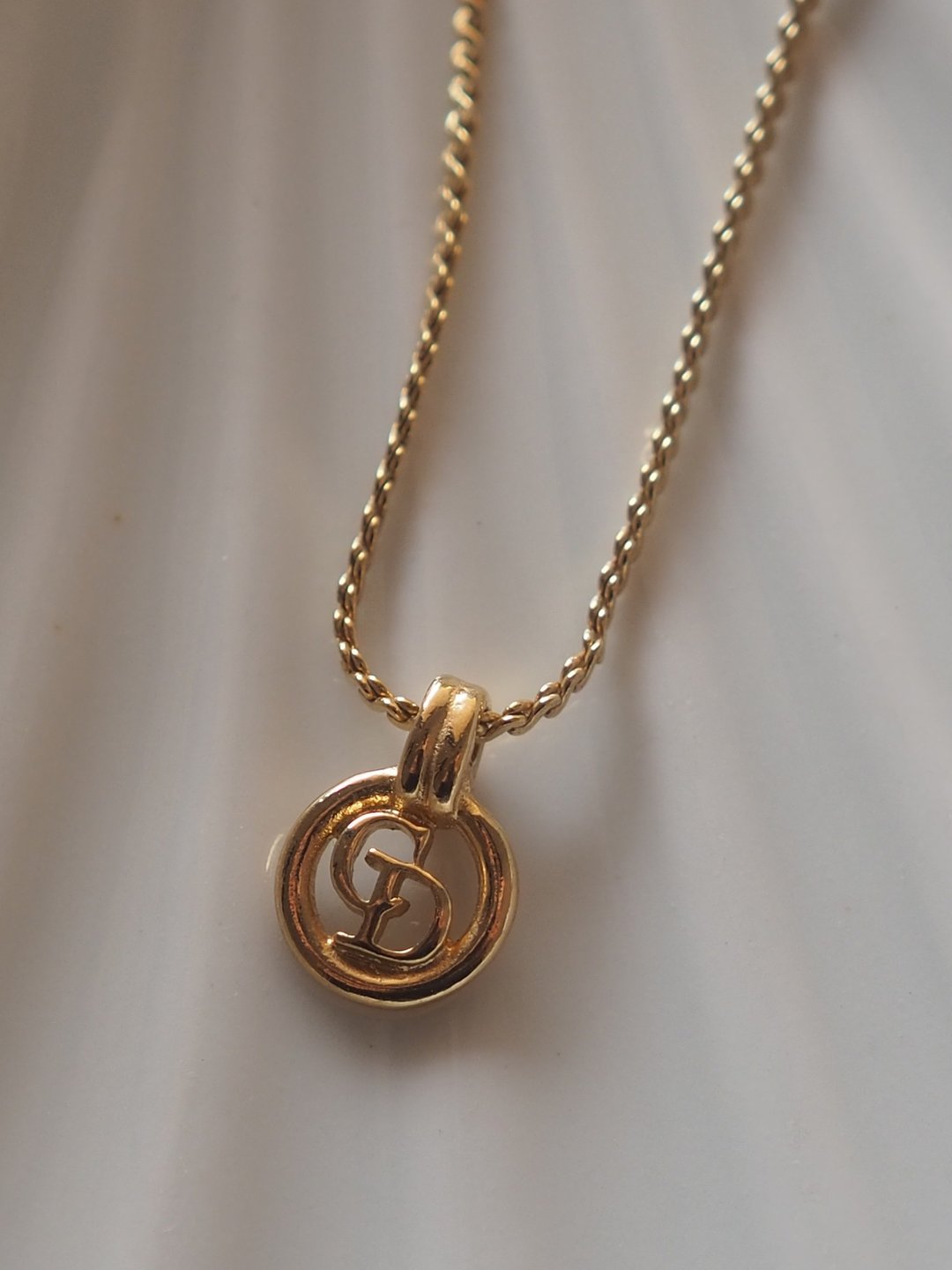 Christian Dior 迪奥 Logo 圆形 项链 金色 Vintage - 项链 - 其他金属 金色