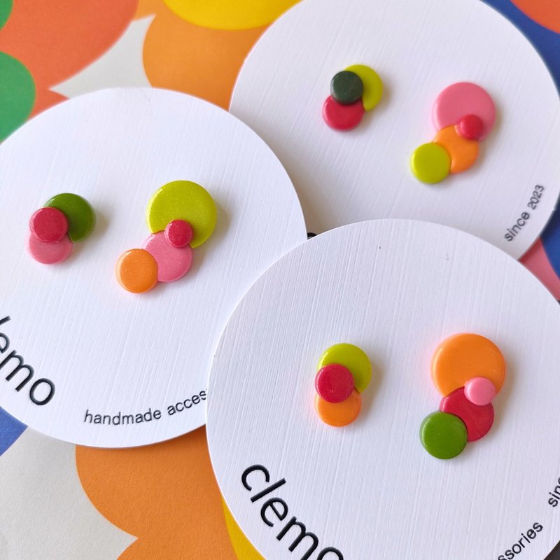 平圆形 水果【耳钉】 - 耳环/耳夹 - 其他材质 多色