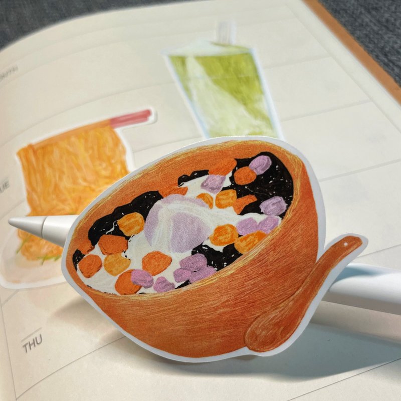 手绘插画贴纸组-台湾小吃 珍奶 夏天 防水贴纸 - 贴纸 - 纸 绿色