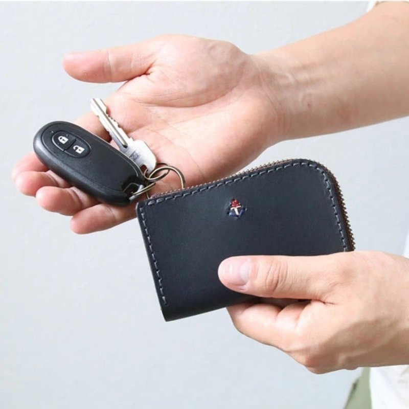 Carda / 支持智慧钥匙的拉链式钥匙包 / 可收纳卡片【6色皮革可选 / 免费定制化：刻名 / 刺绣 / 缝线颜色】 / 日本制造 ac-54 - 钥匙链/钥匙包 - 真皮 橘色