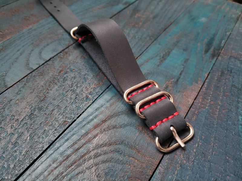 leather nato strap, zulu strap 16 mm 18mm 20mm 24mm - 表带 - 真皮 蓝色