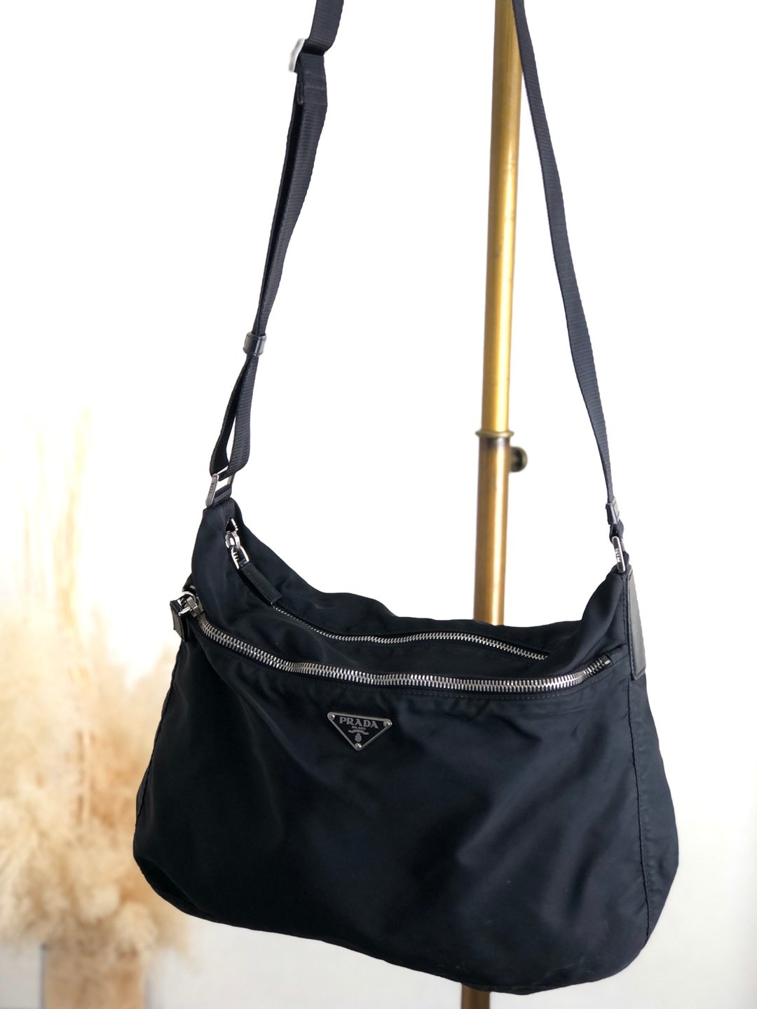 【日本直送，名牌二手包装】PRADA 单肩包黑三角标志尼龙复古vintage旧款 pa76vr - 侧背包/斜挎包 - 尼龙 黑色