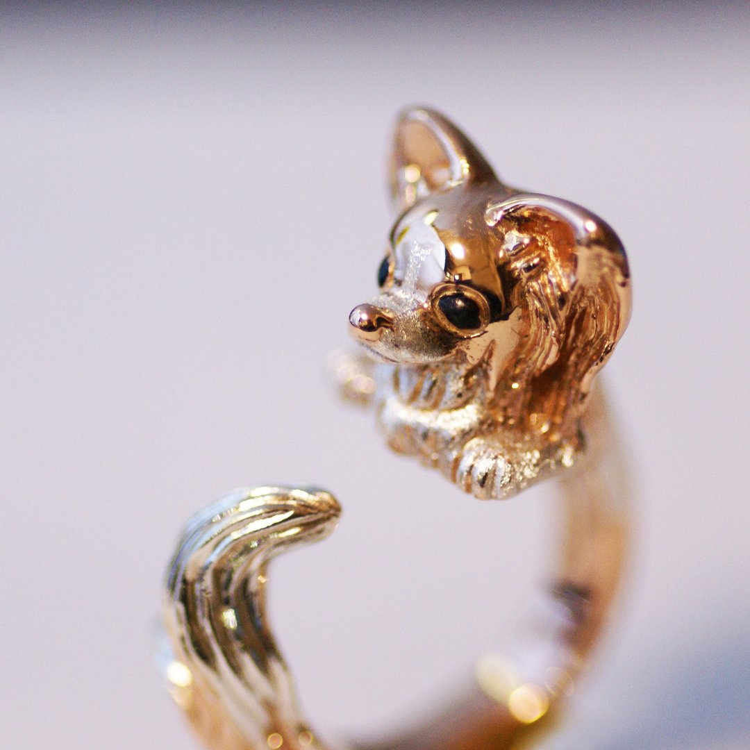 A three-dimensional Papillon ring that is flattened on the finger - 戒指 - 其他金属 金色