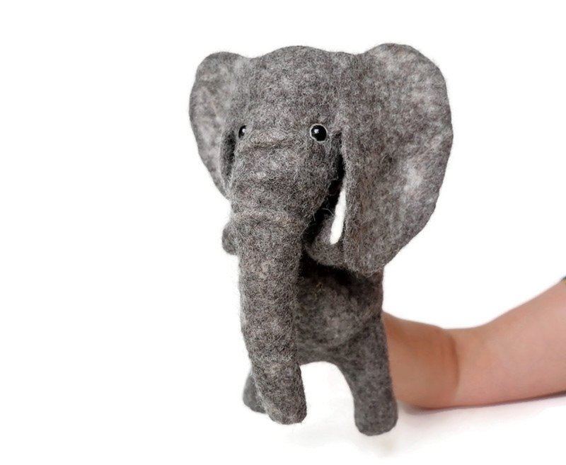 大象手偶  可爱  手偶 - 玩具/玩偶 - 羊毛 灰色