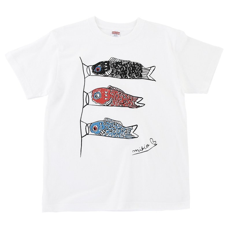 Koinobori Men's T-shirt White - 男装上衣/T 恤 - 棉．麻 白色
