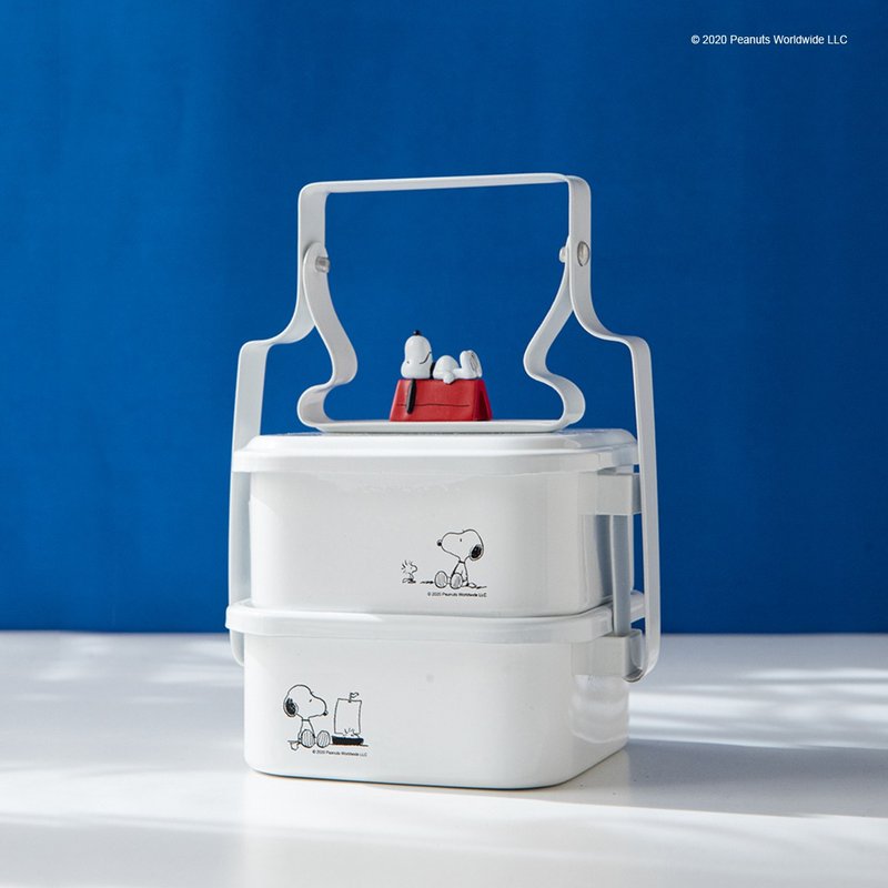 SNOOPY 70周年 x COME TO 泰国双层珐琅便当盒套组 - 便当盒/饭盒 - 珐琅 白色