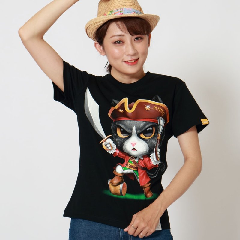 Cat Pirate / 海盗猫 - 女装 T 恤 - 棉．麻 