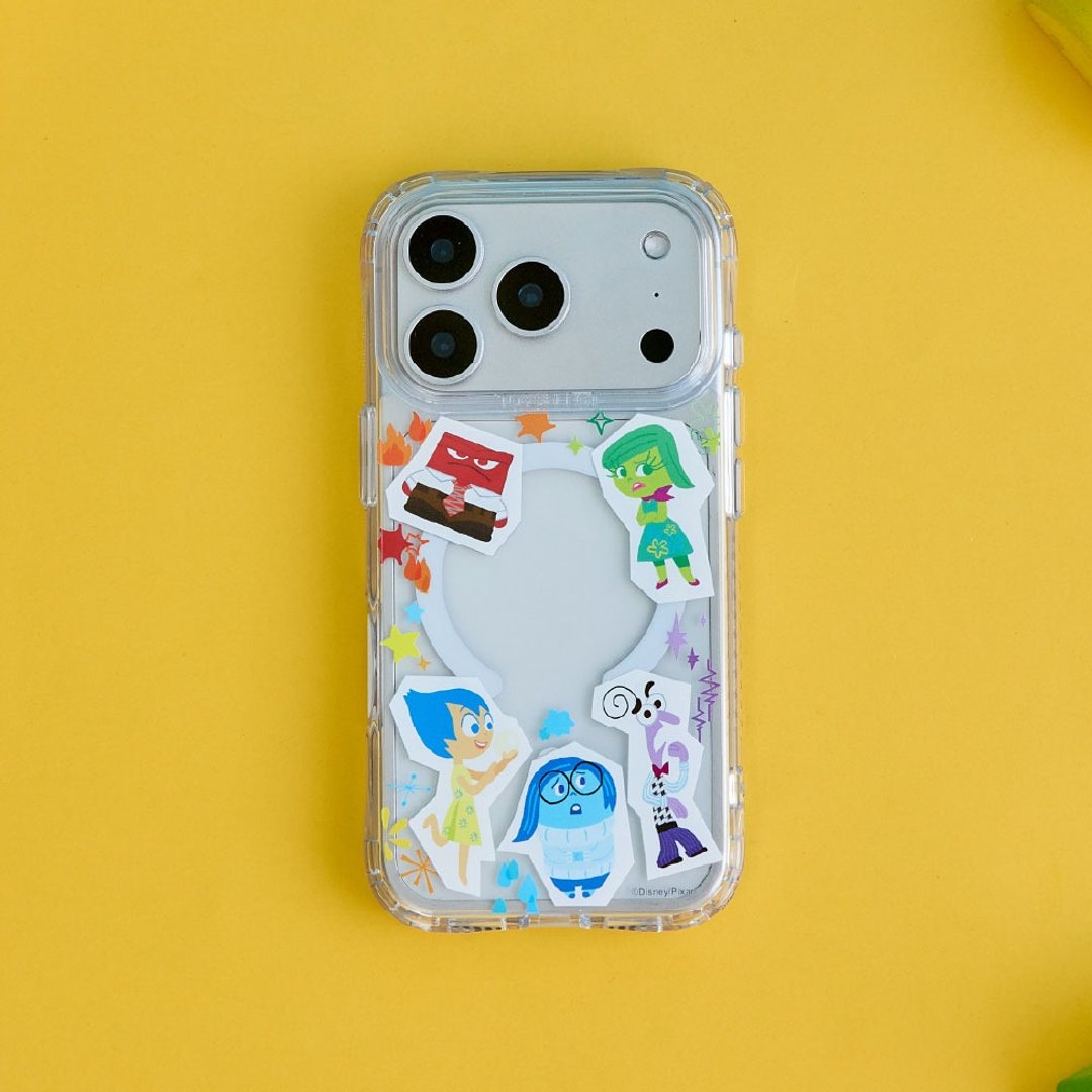 Pixar 脑筋急转弯 - 角色贴纸绕圈圈抗黄防摔 MagSafe iPhone 手机壳 - 手机壳/手机套 - 塑料 多色